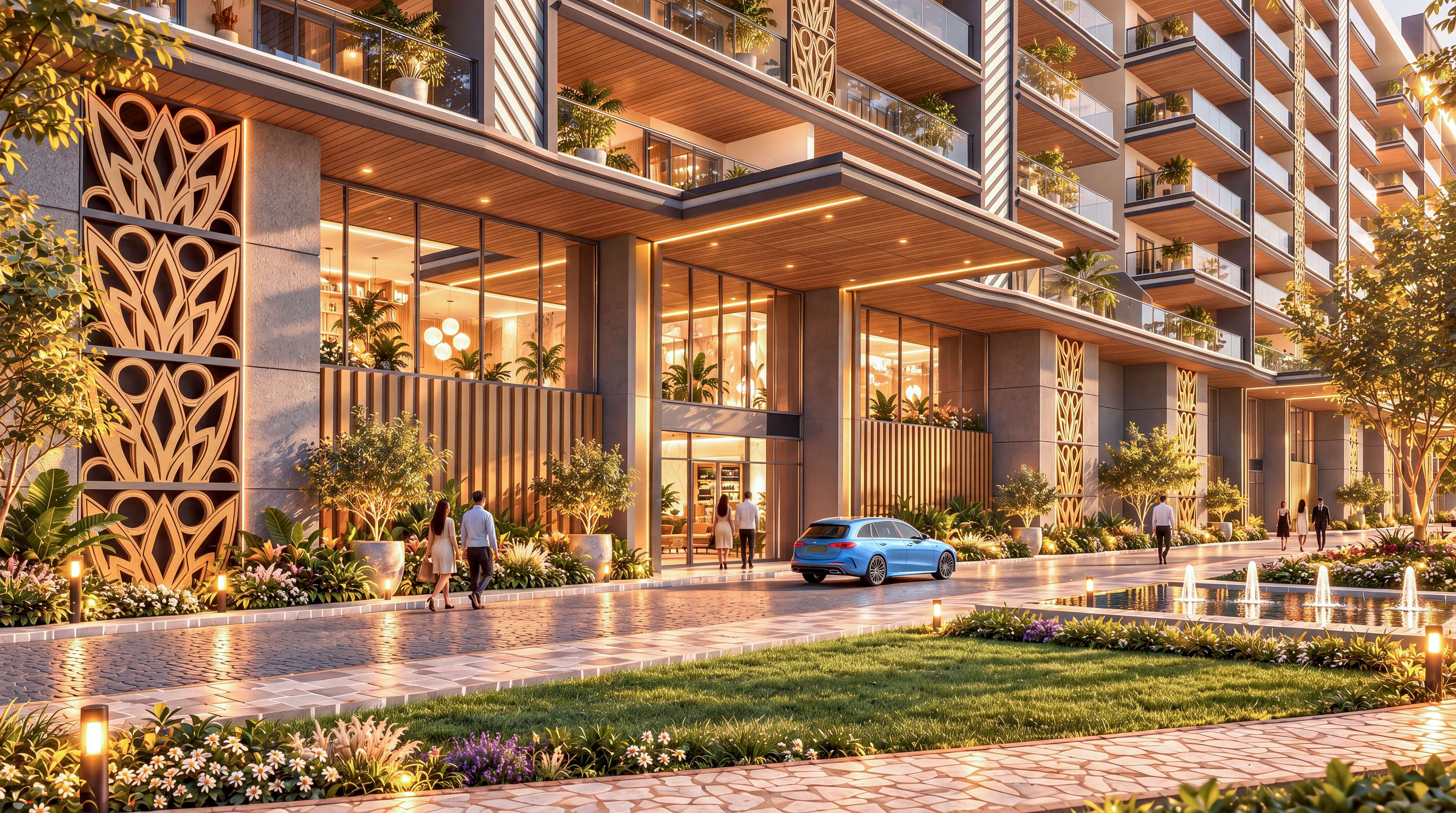 KK Lake City 3D exterior render with landscaped residential amenities